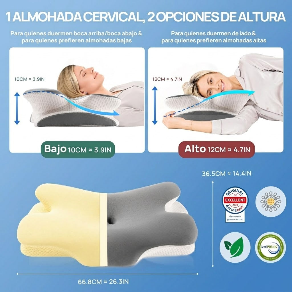 DESPIERTA SIN DOLOR NI RIGIDEZ CERVICAL – ALMOHADA TERAPÉUTICA